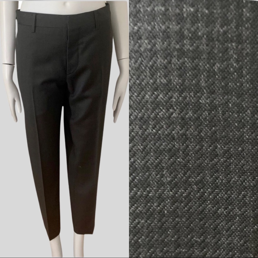 PRADA Men’s Virgin Wool Black Houndstooth Trousers Dress Pants Luxury Designer